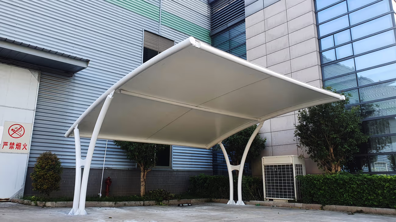 Aesthetic Low Cost Car Parking Tensile Membrane Shade Structure