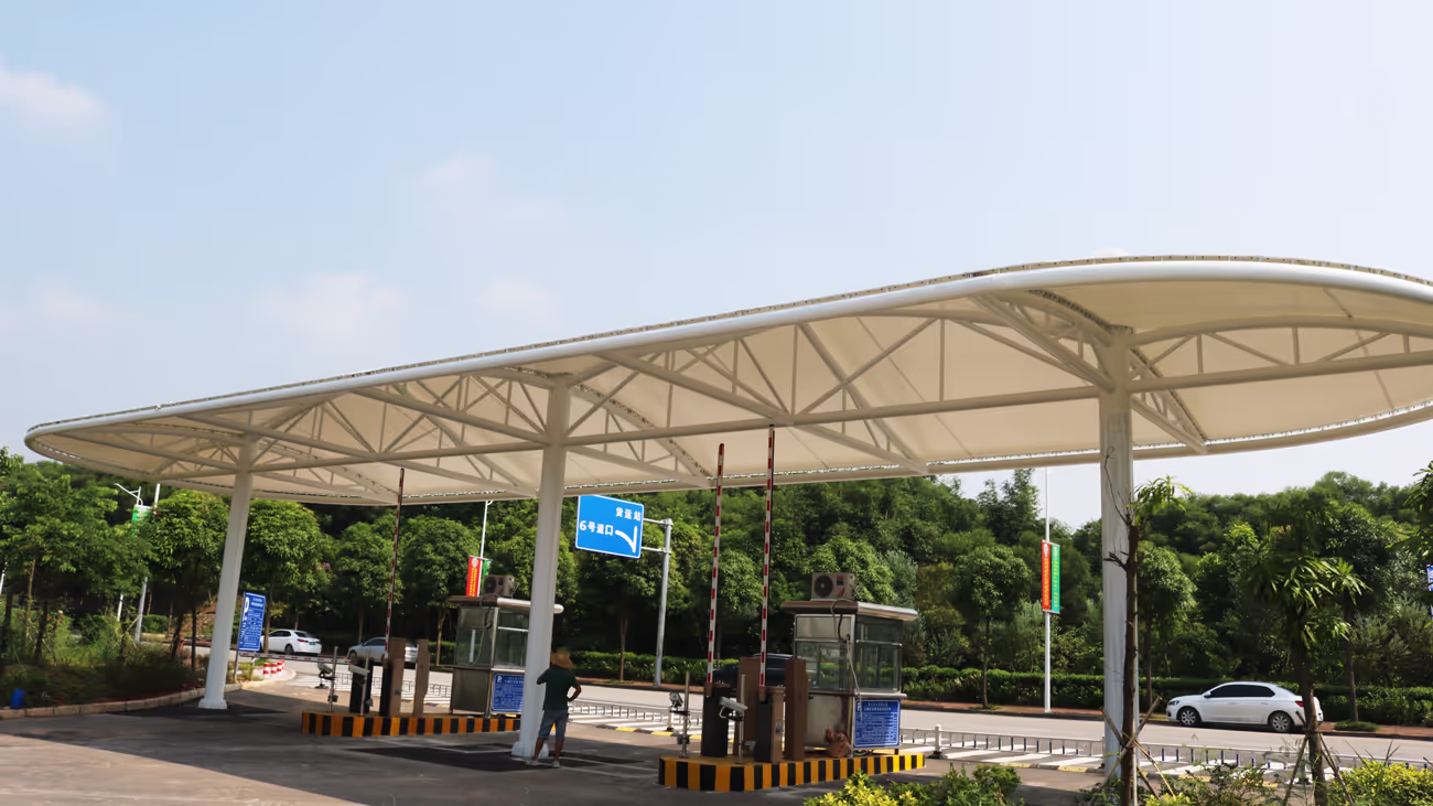Barrel Tensile Fabric Shade Structure