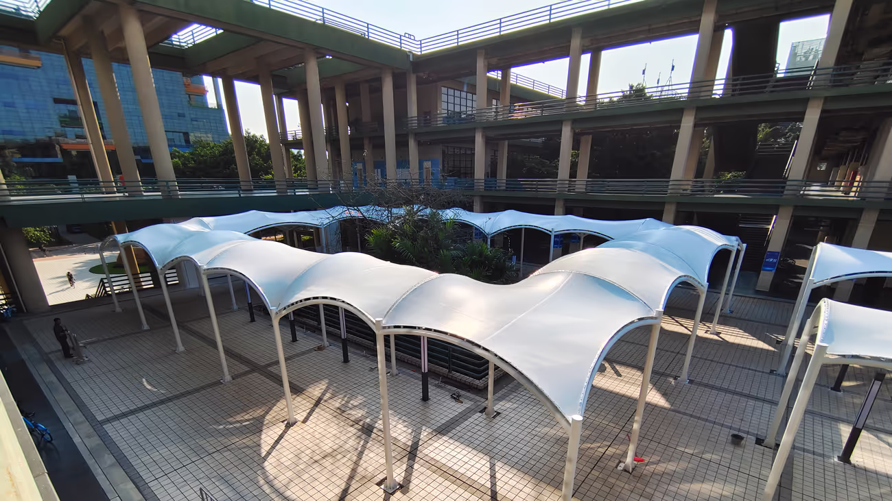 School Corridor Tensile Fabric Shade Structure